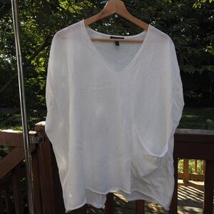 Eileen Fisher, Women’s L, White Linen cap sleeve tunic